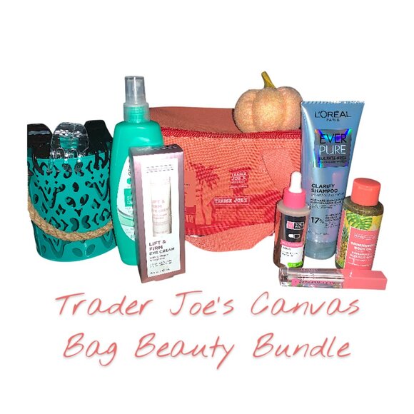 NWT Trader Joe's Mini Insulated Tote Bag Beauty Bundle - Picture 1 of 8